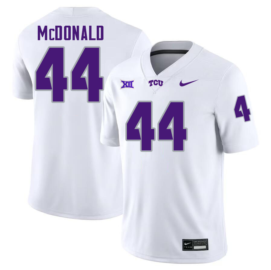 #44 Cooper McDonald TCU Jersey,Texas Christian University Horned Frogs Football Jersey-White